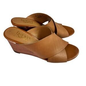 Franco Sarto Sandal 6.5M Memphis Wedge Leather Crisscross Summer Vacation Travel